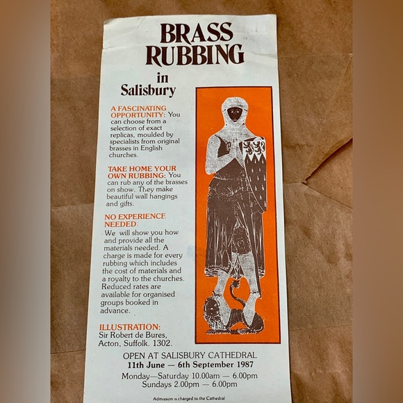 1987 Vintage Handmade Salisbury Cathedral Framed 12” x 10” Lion Brass Rubbing - Picture 7 of 16